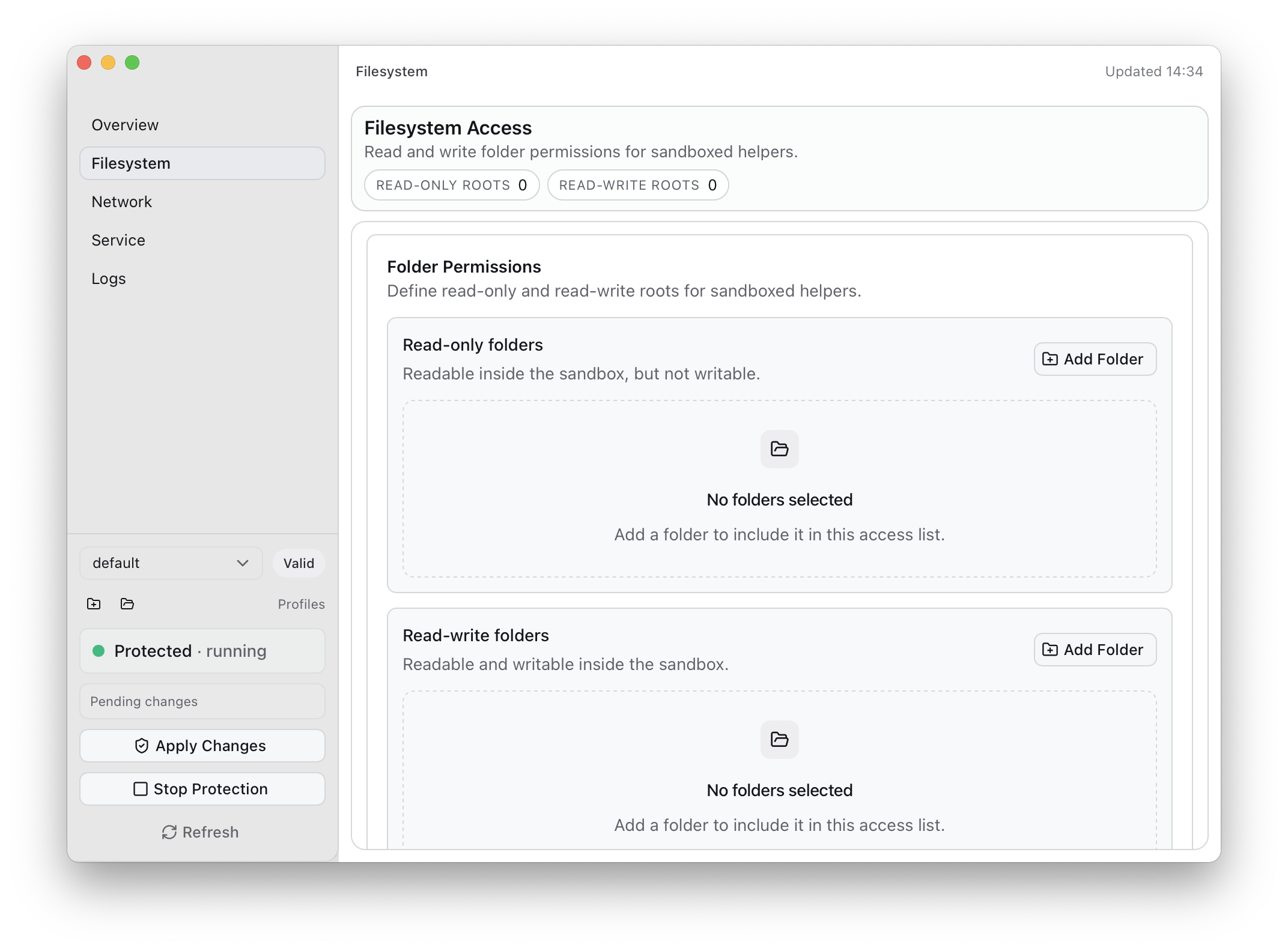 Filesystem policy editor